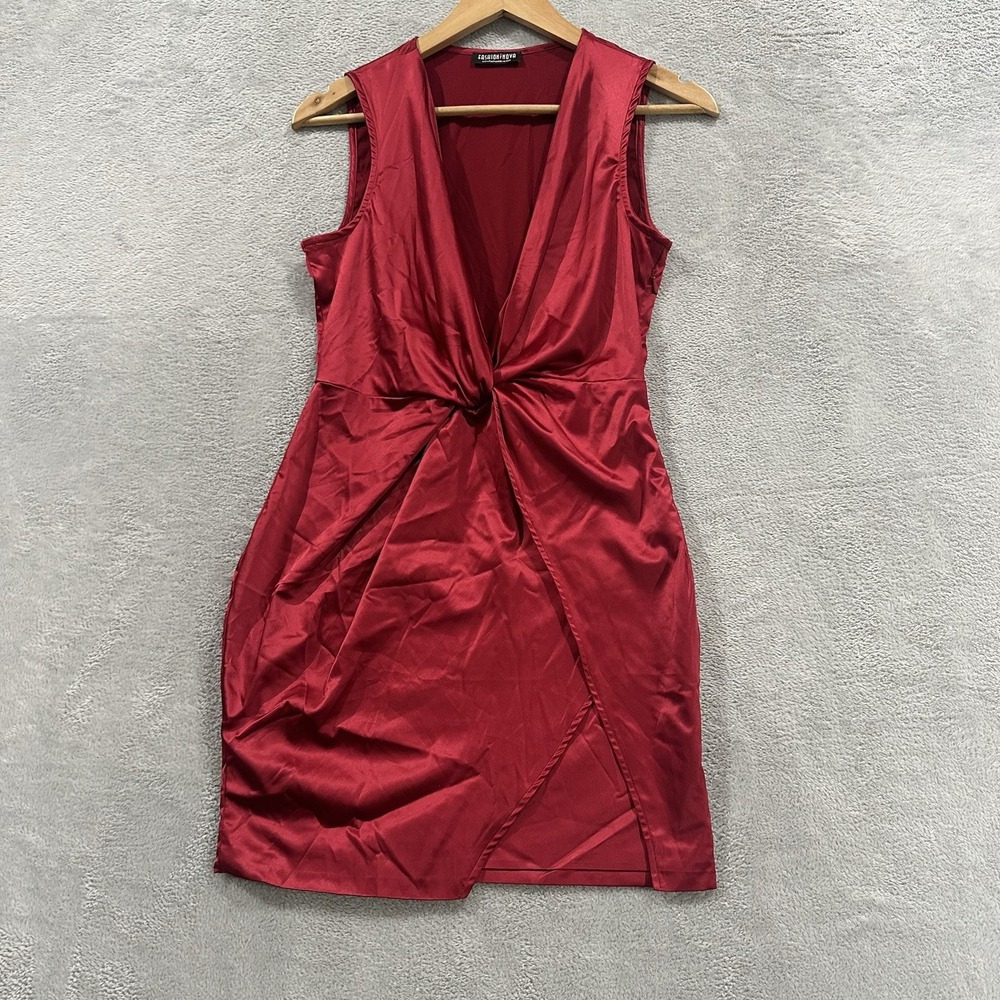 Fashionova Mini Cocktail Wrap Dress Women S Red Satin Party Event